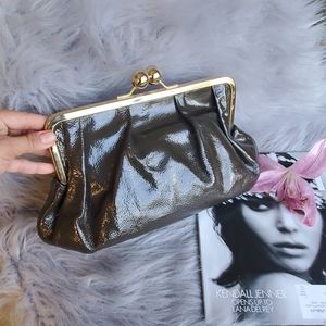 Goldenbleu Brown patent leather clutch